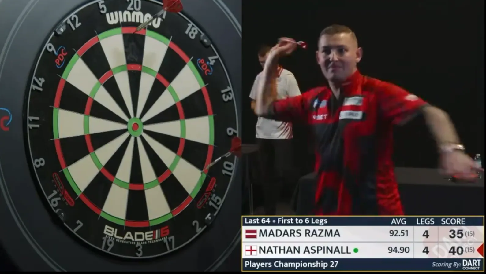 VIDEO: Wütender Nathan Aspinall wirft Dartpfeil nach Fehlwurf auf Dartscheibe