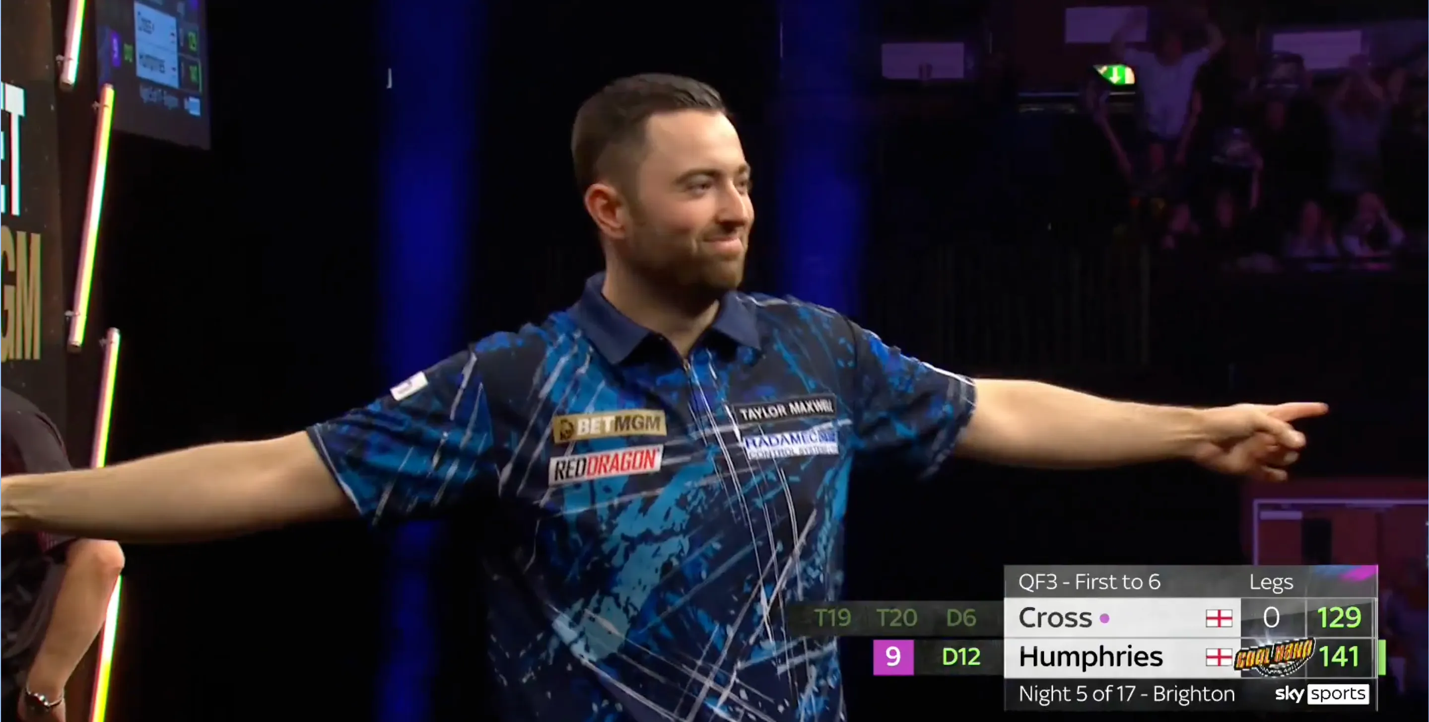 VIDEO: Luke Humphries wirft den ersten 9-Darter der 2025 Premier League Darts in Brighton!