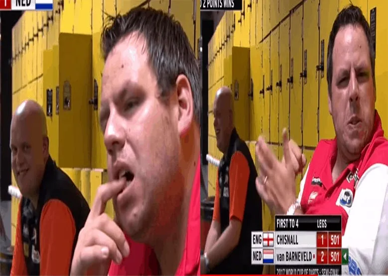 THROWBACK VIDEO: Van Gerwen dolt Lewis in kleedkamer tijdens World Cup of Darts