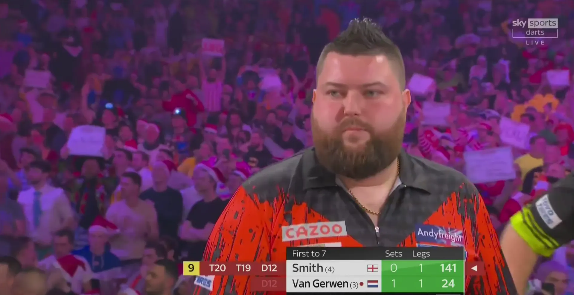 (VIDEO) Beste leg aller tijden in WK-finale: Smith gooit negendarter nadat Van Gerwen perfecte leg mist