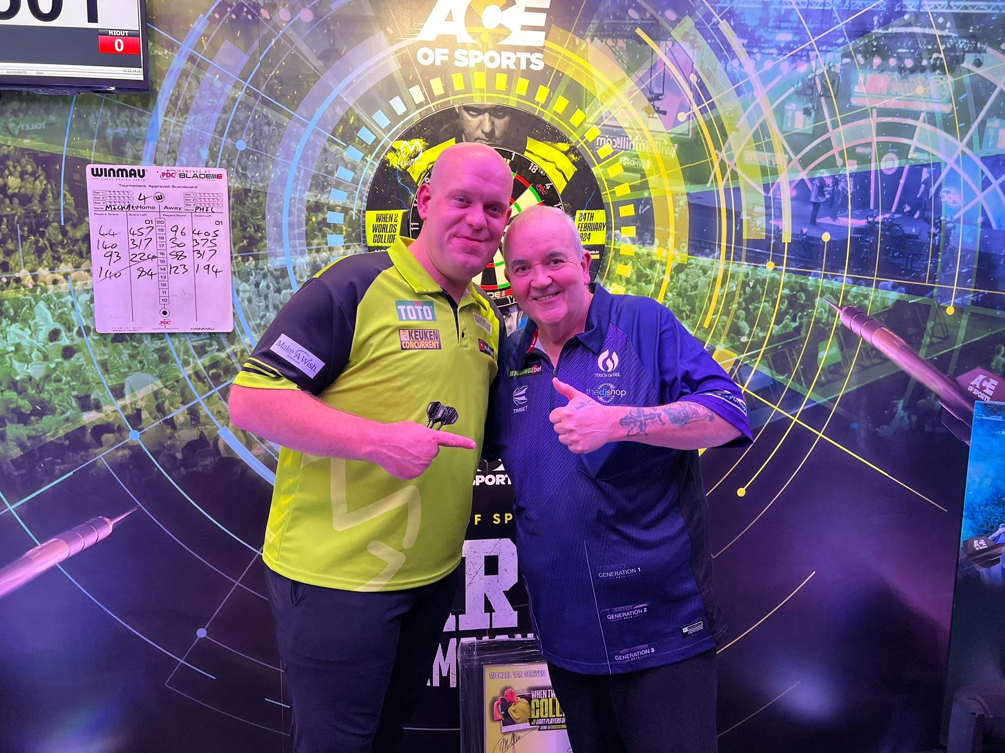 Van Gerwen verslaat Taylor in laatste clash ooit tussen de twee dartslegendes