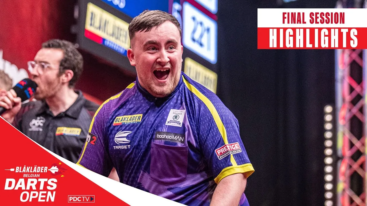 VIDEO: Hoogtepunten finalesessie Belgian Darts Open met spectaculaire finale tussen Littler en Cross