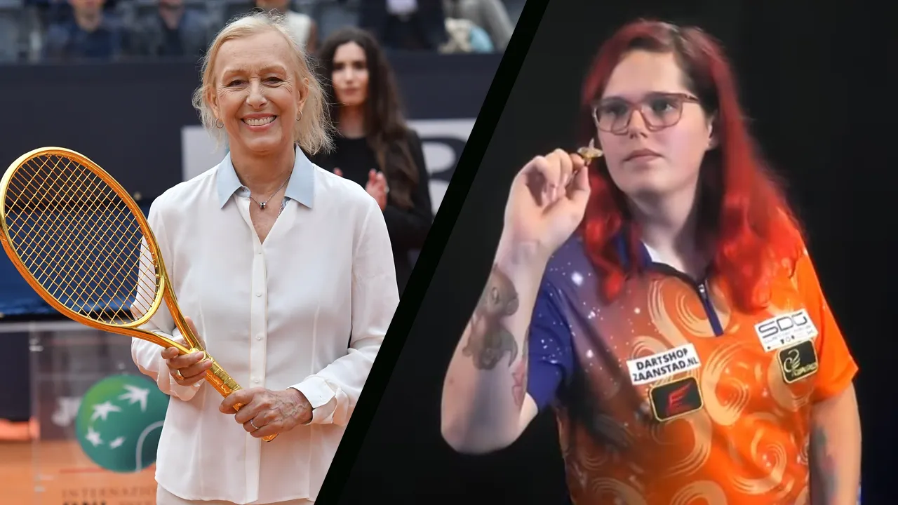 Tennisicoon Martina Navratilova mengt zich in dartsrel: ''Geen mannelijke lichamen in vrouwensporten''