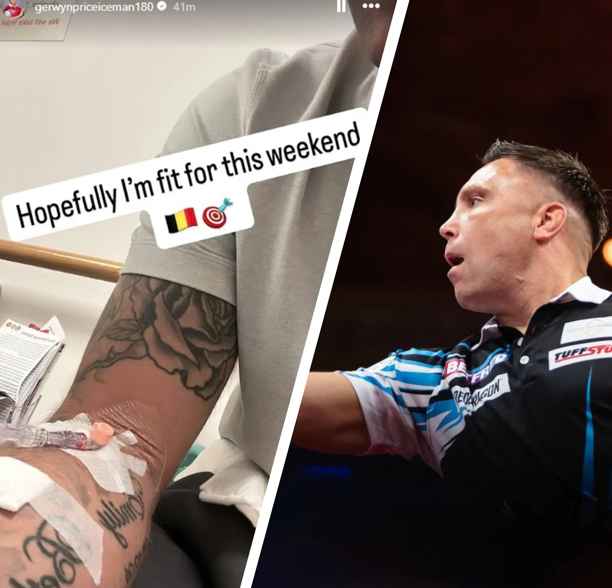 Deelname Gerwyn Price aan Flanders Darts Trophy onzeker door handblessure: ''Hopelijk ben ik fit dit weekend''