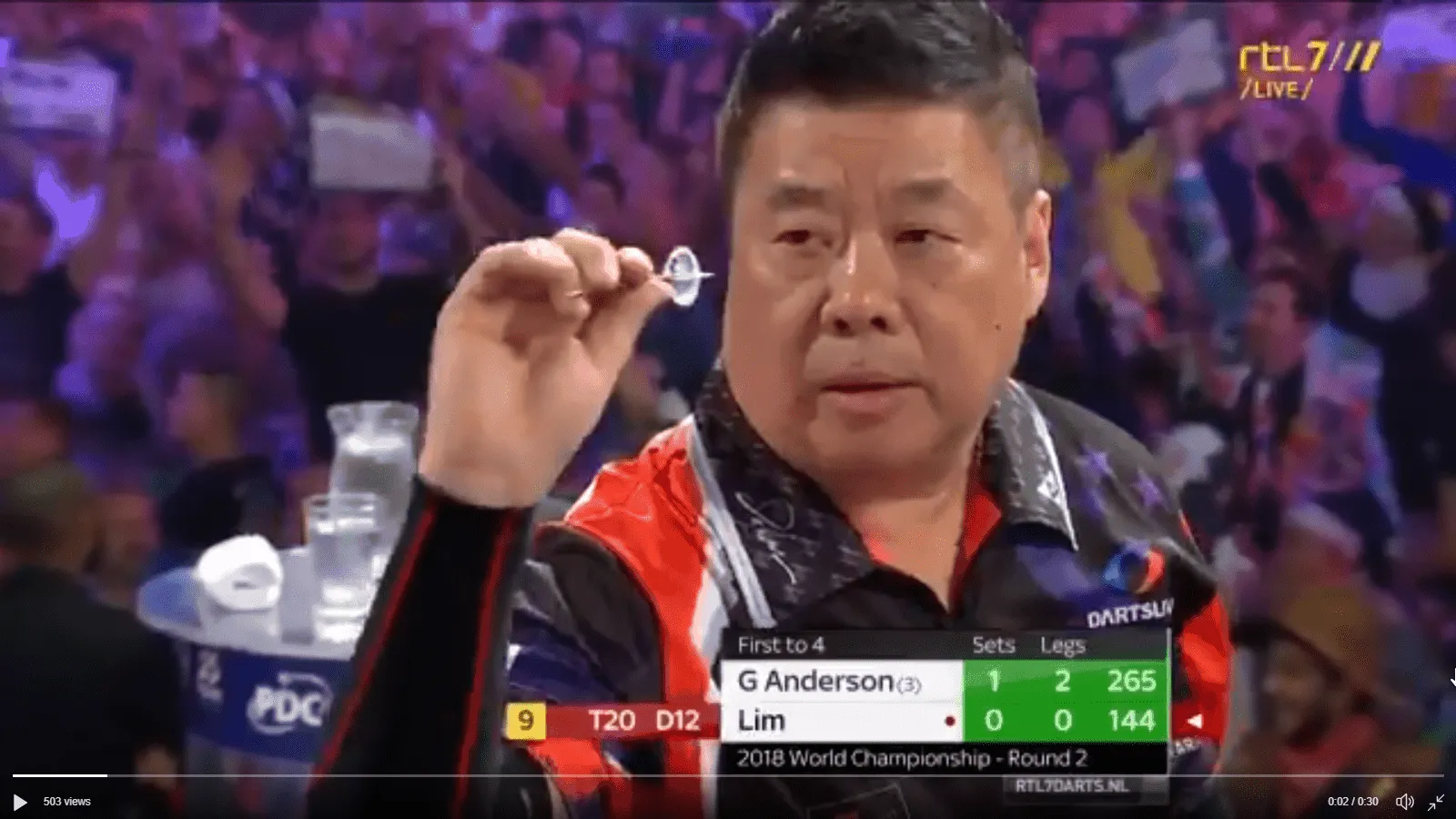 VIDEO: Paul Lim mist dubbel 12 voor historische negendarter