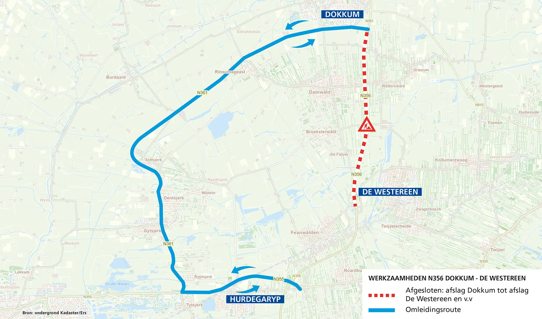 n356 omleiding dokkum zwaagwesteinde