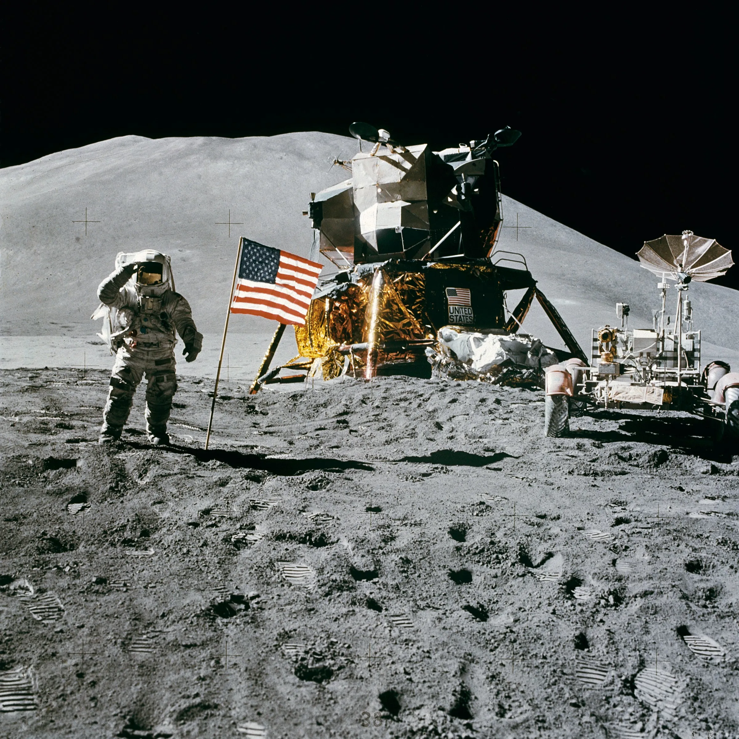 apollo 15 flag rover lm irwin