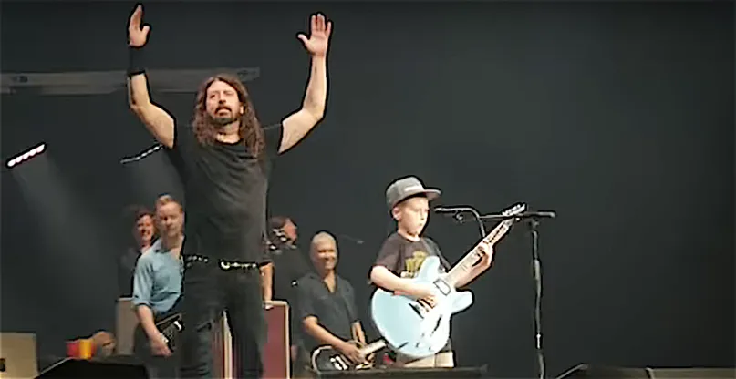 foo fighters with 7 yr old boy