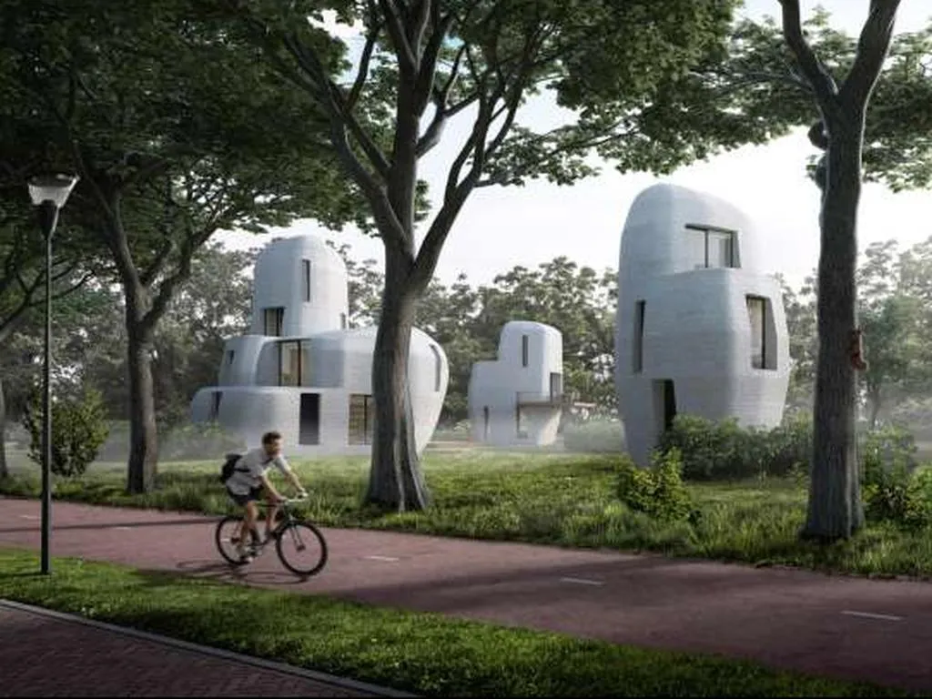 Een 3D-huis vers uit de printer in Eindhoven