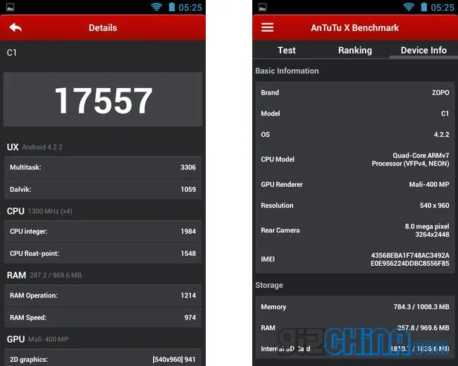 antutu x zopo zp700 benchmarks