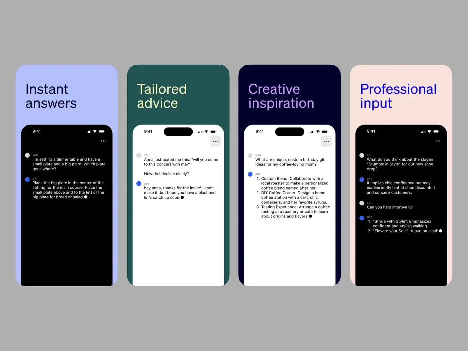 chatgpt app screenshots business