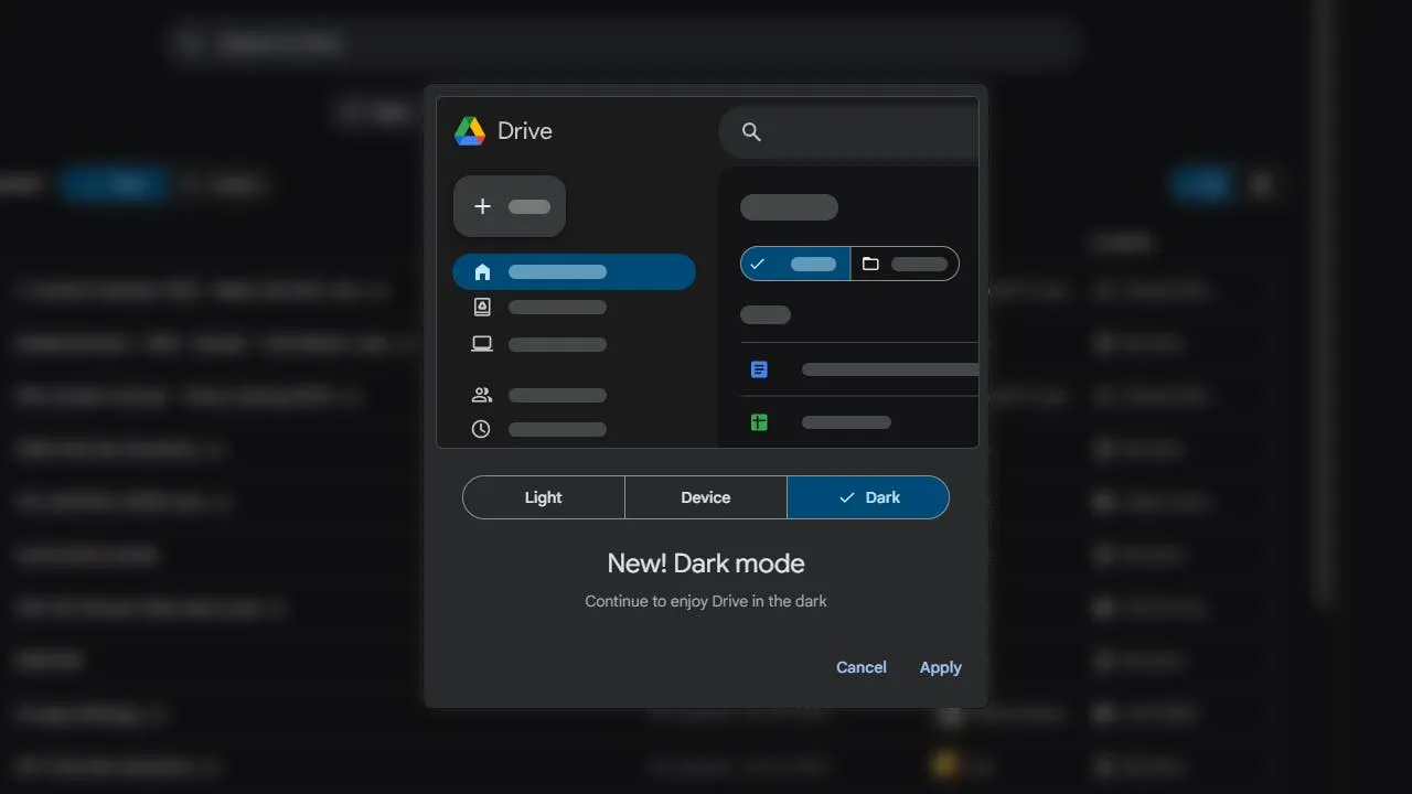 google drive dark mode