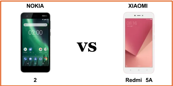 nokia 2 vs xiaomi redmi note 5a 1