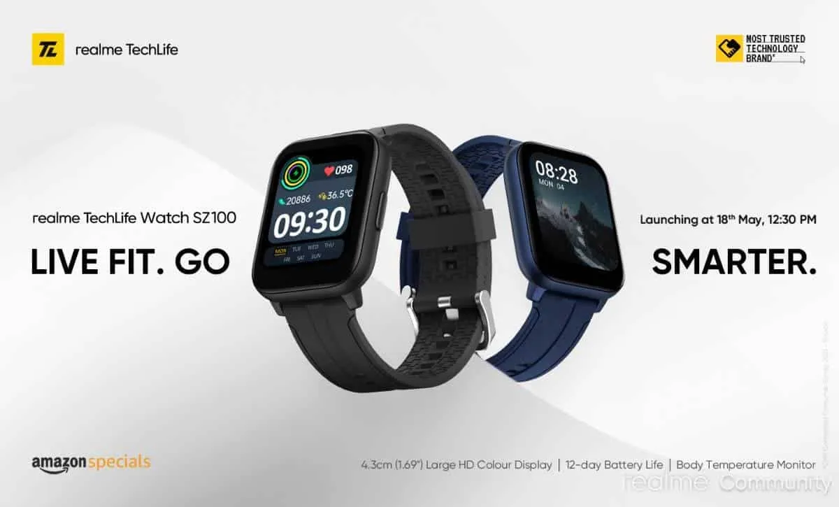 realme techlife watch sz100 india launch date