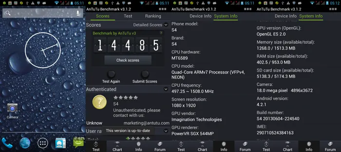 tengda s4 smartphone mtk6589t android 42 with 50 ips fhd 19201080 px 8gbpicture size 180mp camera 6