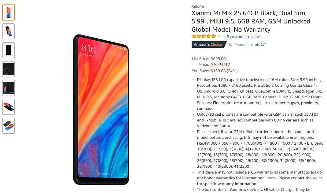 xiaomi mi mix 2s
