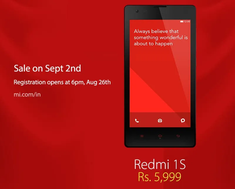xiaomi redmi 1s india sept 2nd