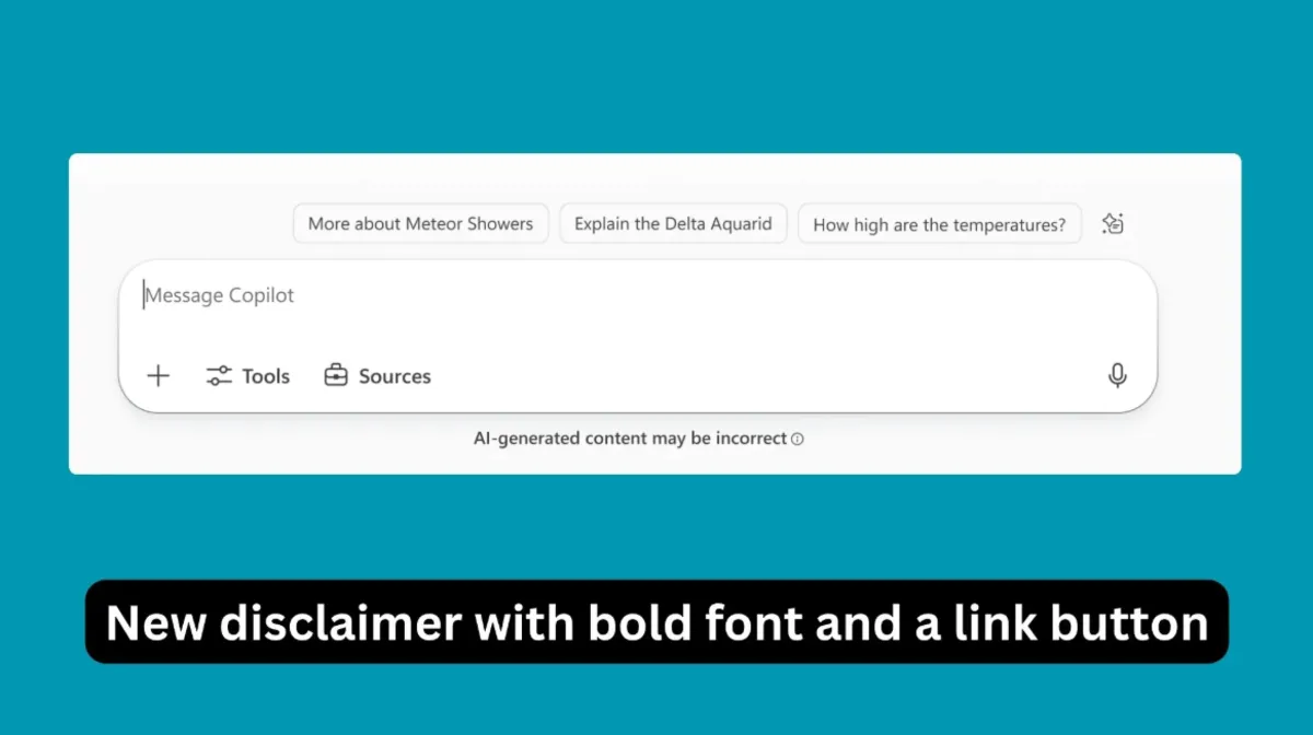 Microsoft CoPilot 365 Disclaimer