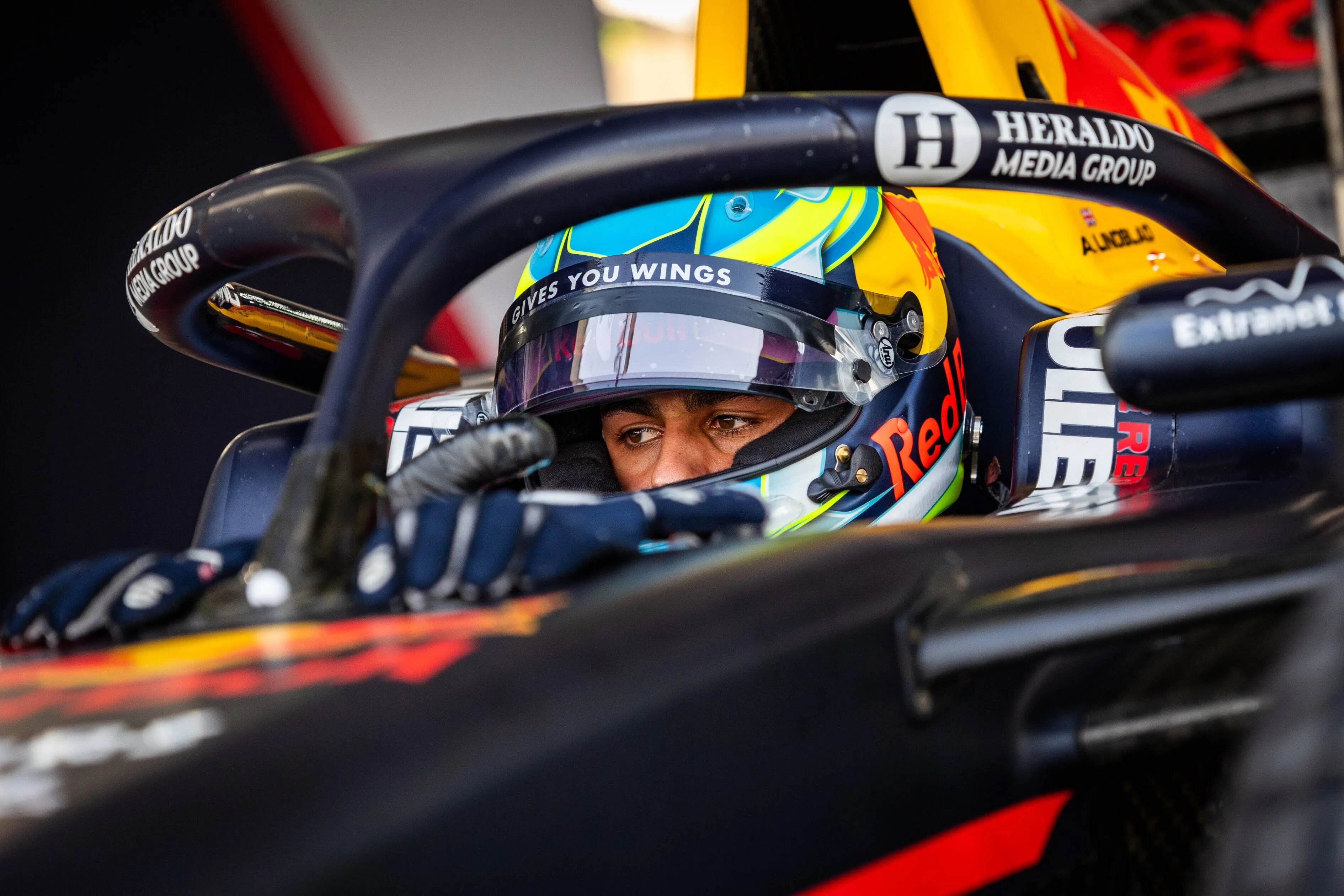 Arvid Lindblad in Bahrain Red Bull content pool