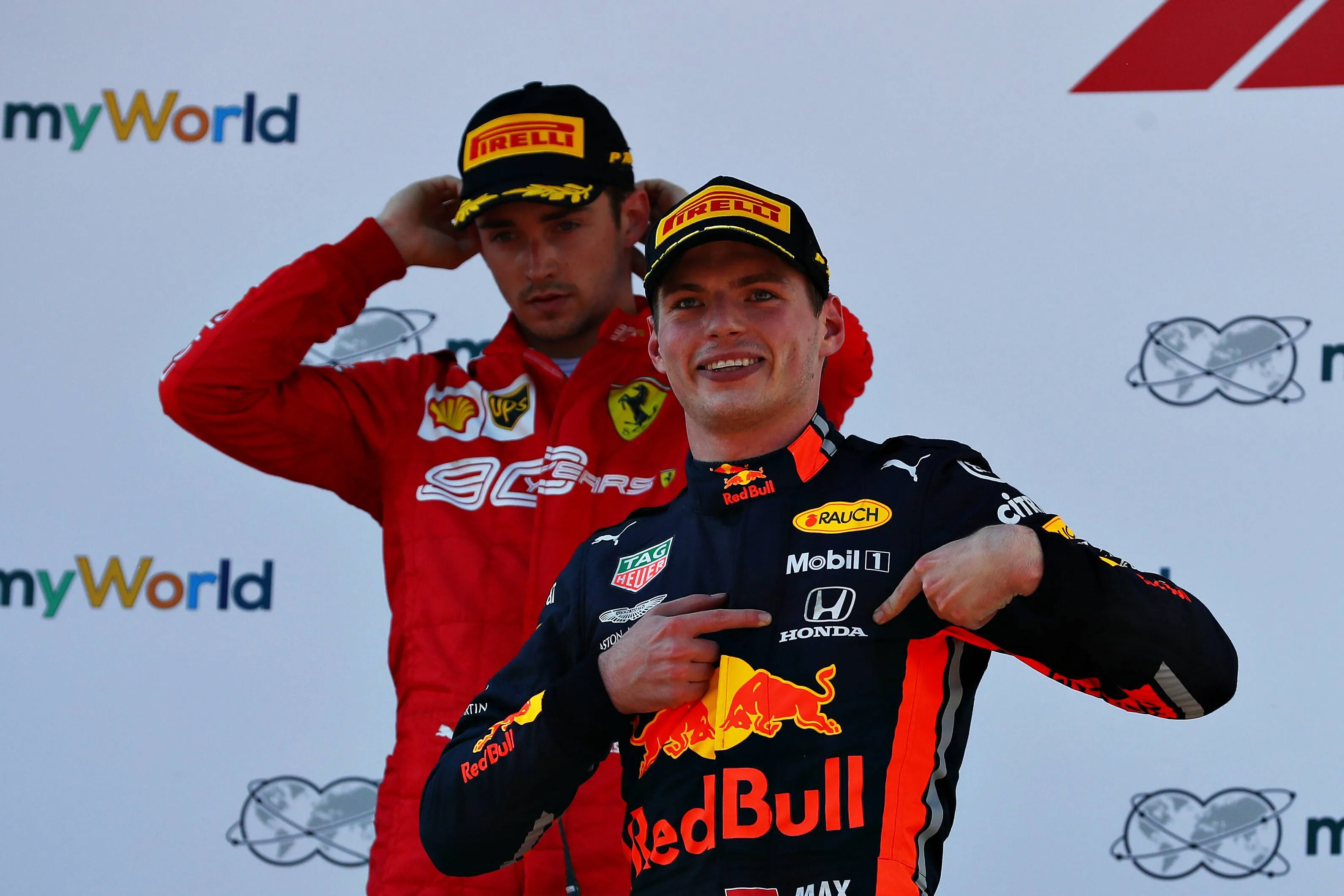 max verstappen en charles leclerc in 2019