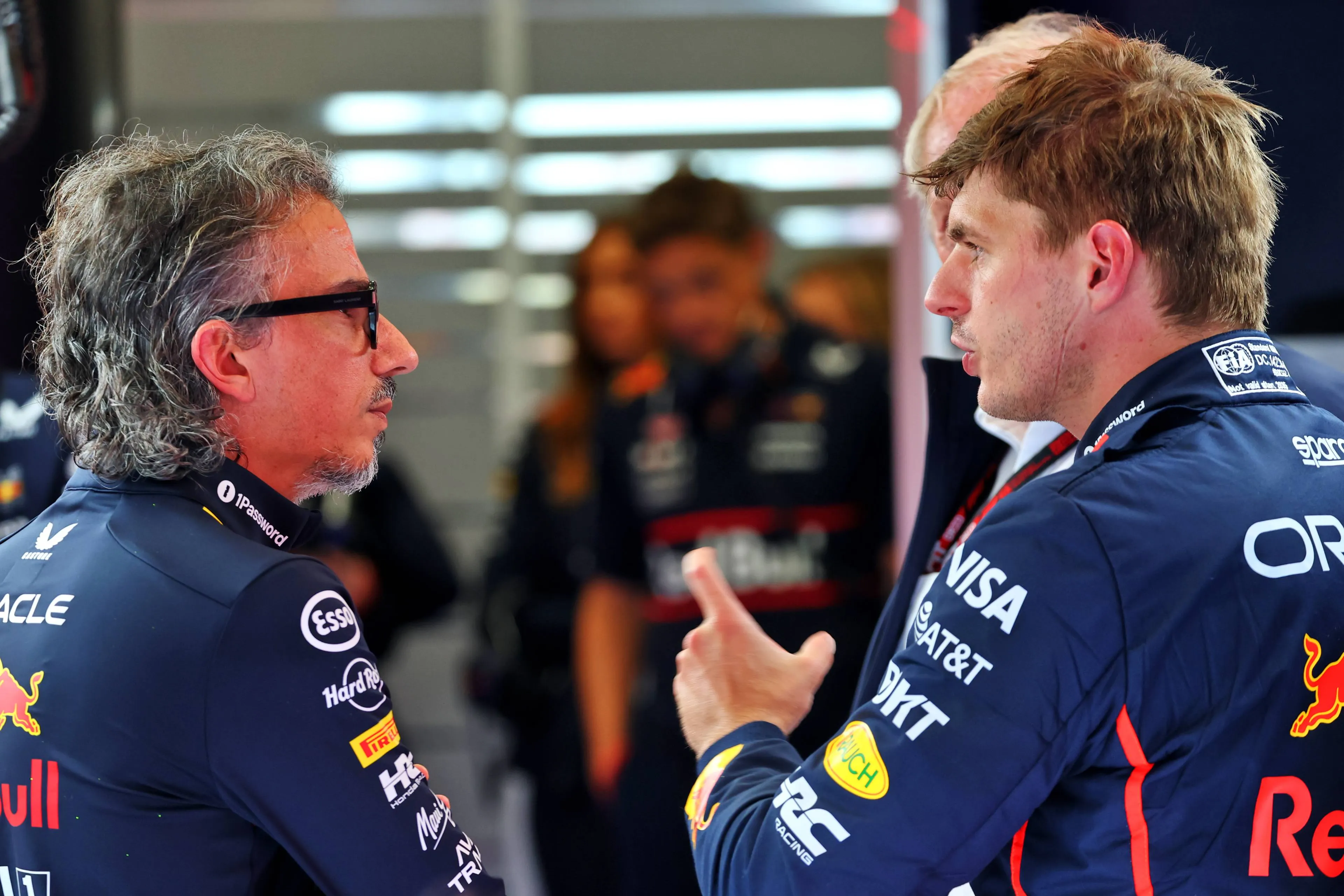 Laurent Mekies and Max Verstappen