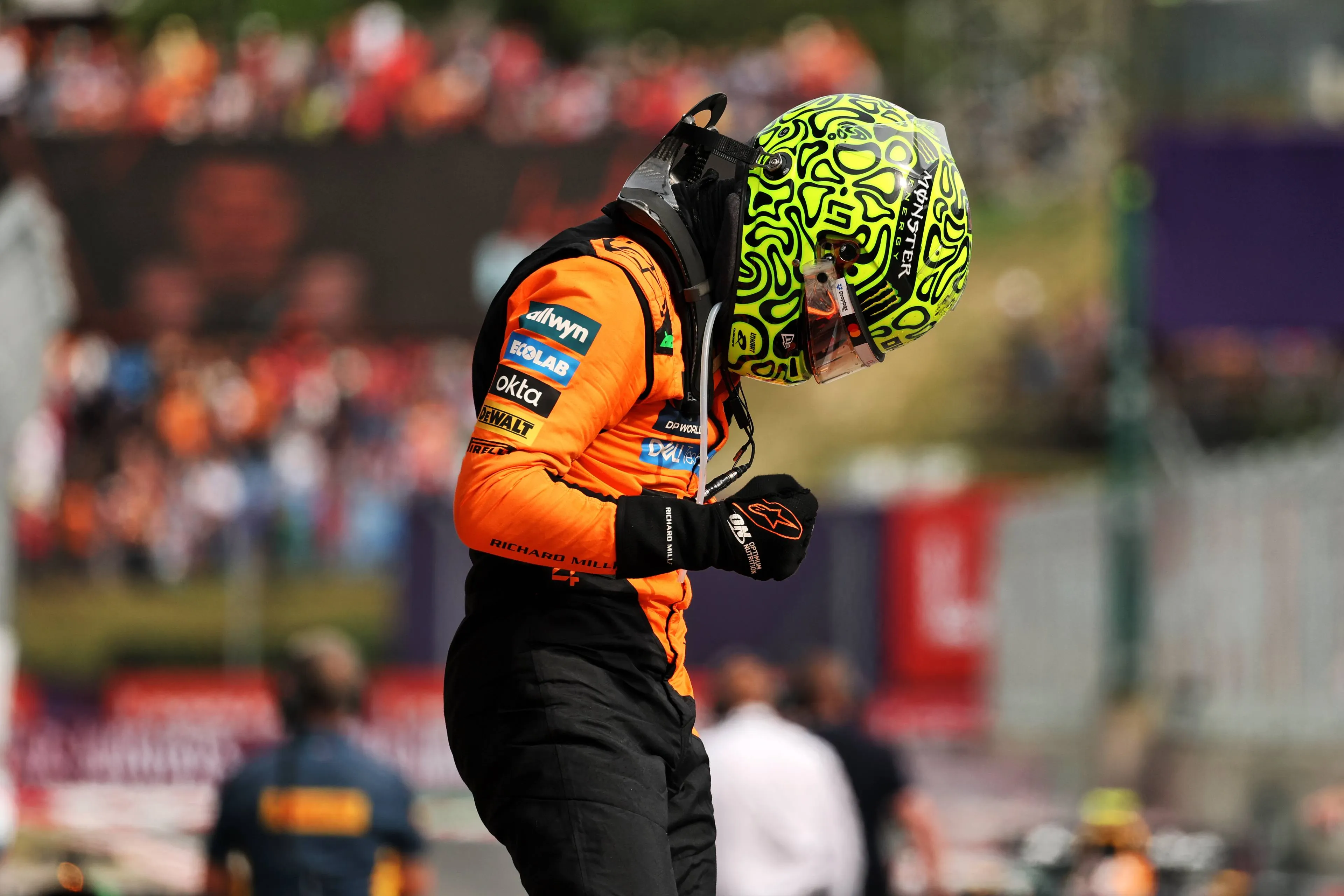 Lando Norris celebrates in Hungary