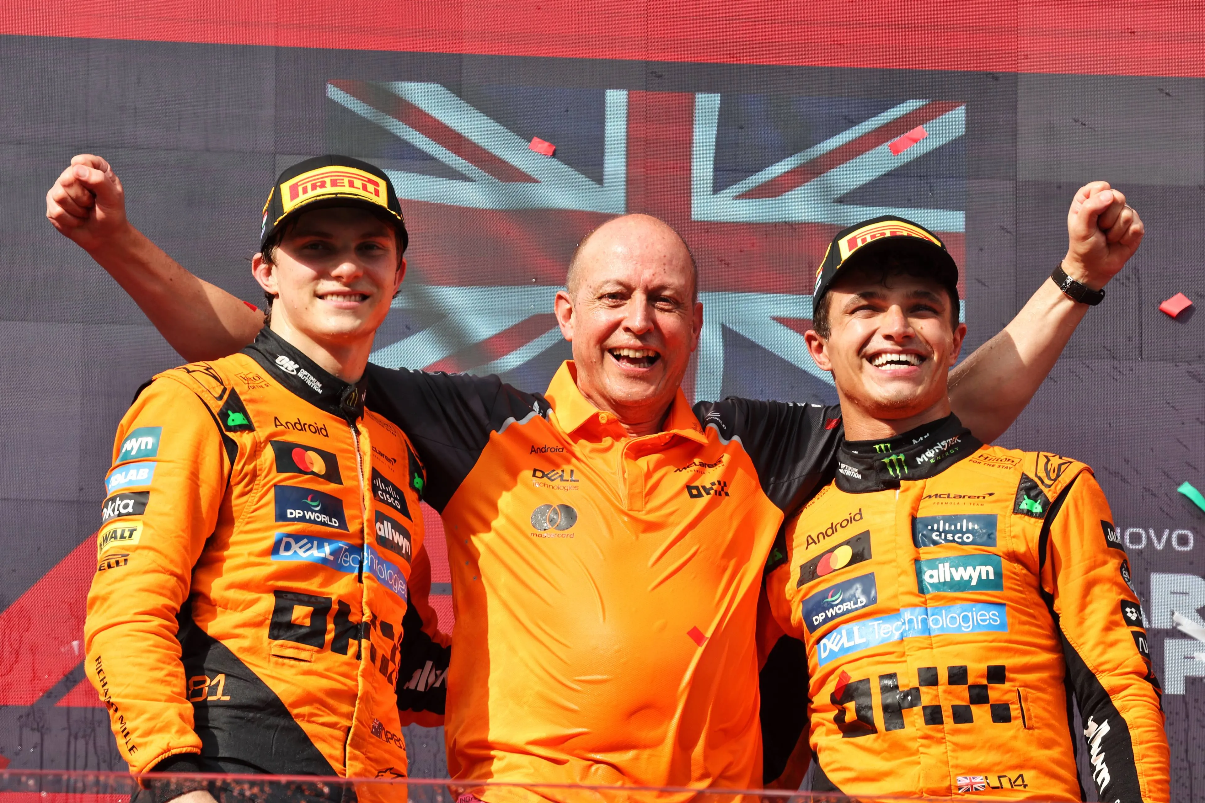 Lando Norris en Oscar Piastri podium Hongarije