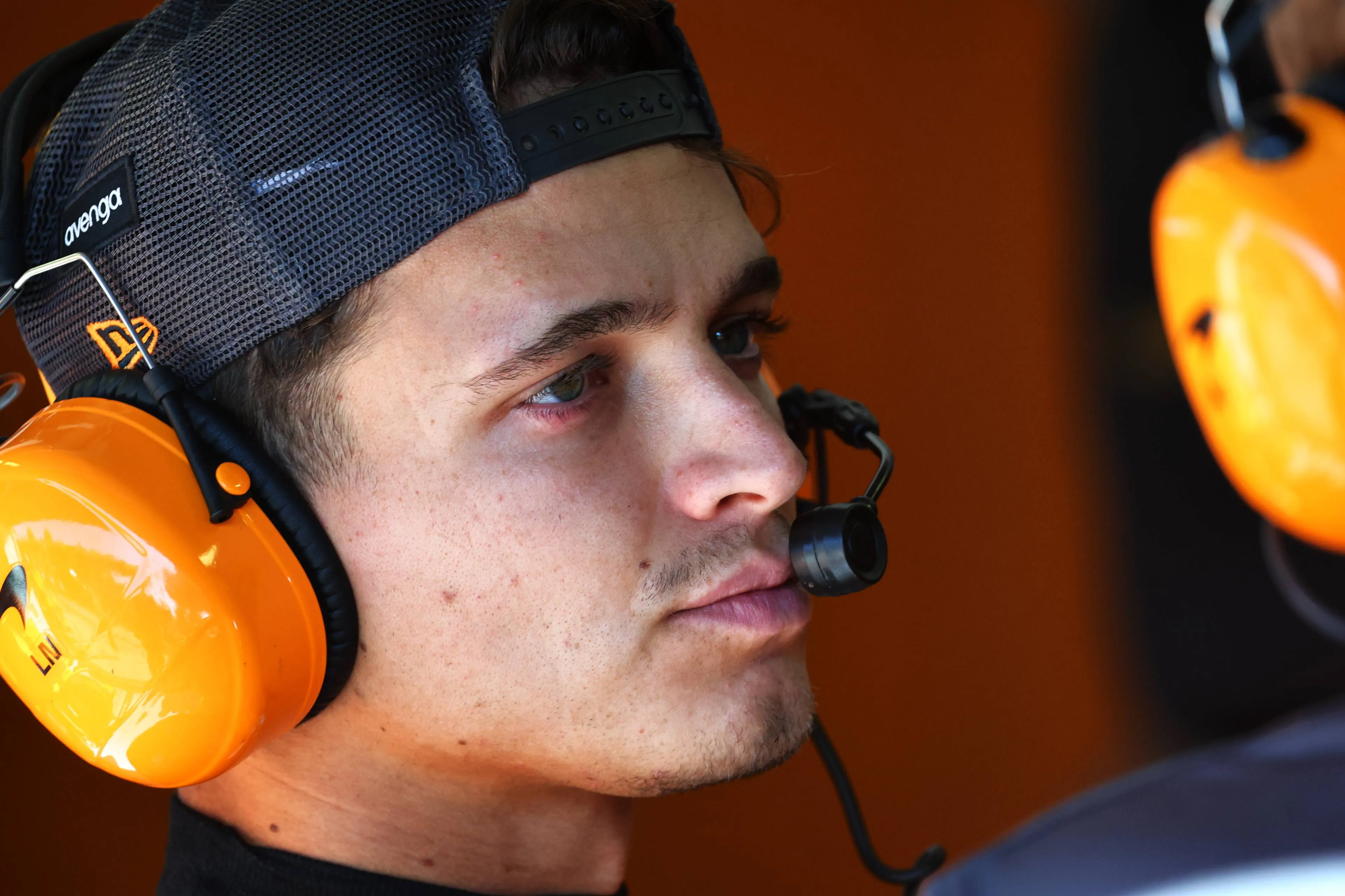 Lando Norris at Monza in McLaren garage