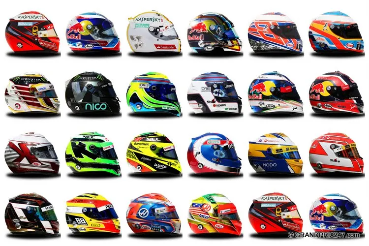 2016 formula 1 drivers helmets