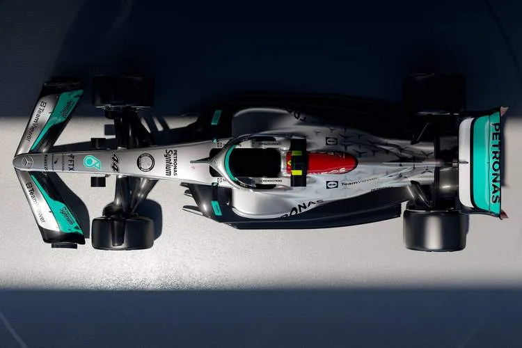 2022 mercedes f1 w13 studio photo hi res top angle photo daimler