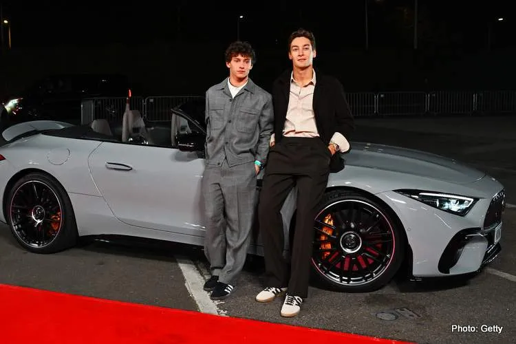 andrea kimi antonelli l george russell r red carpet