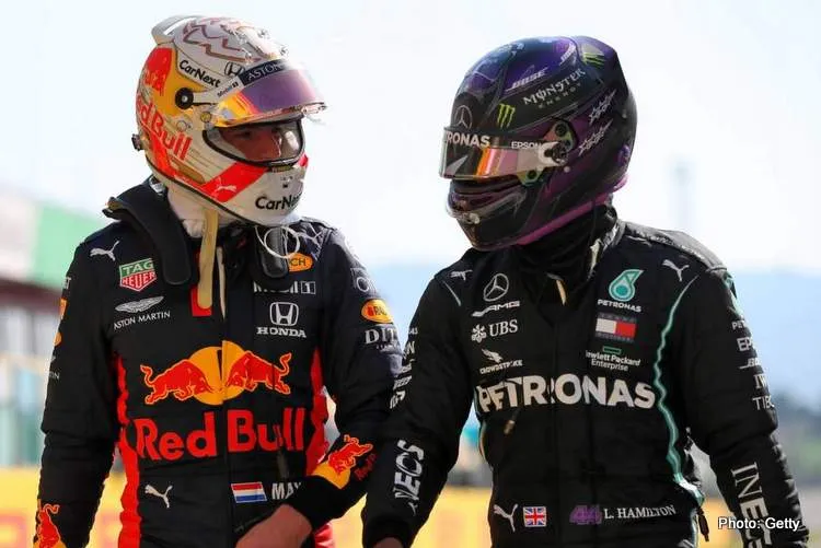 hamilton verstappen walk together