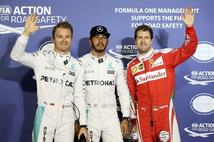 lewis hamilton of great britain and mercedes gp nico rosberg of germany and mercedes gp and sebastian vettel of germany and ferrari
