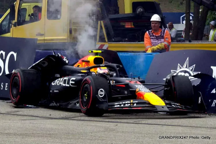 perez crash hungaru f1 qualifying