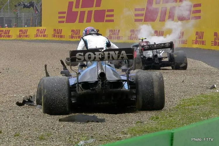 russell bottas collision imola 2021