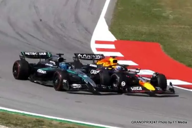 verstappen russell barcelona 3 2025