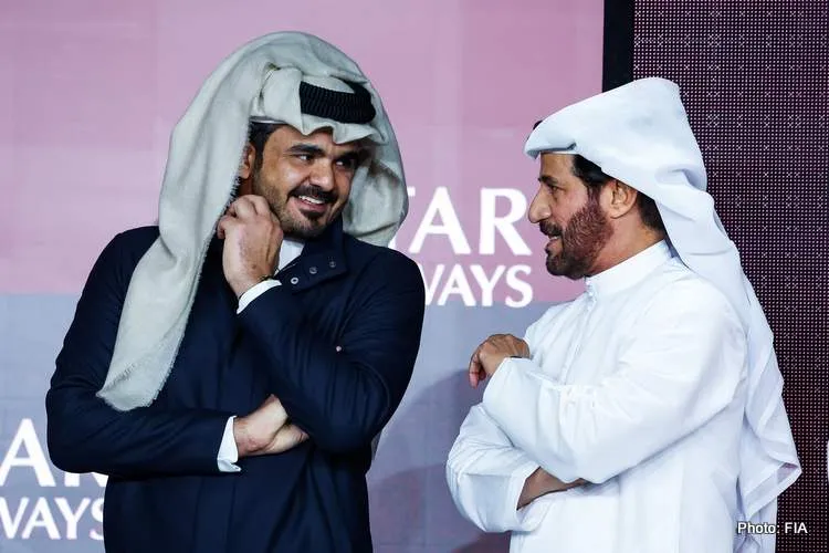 fia president mohammed ben sulayem with his excellency sheikh joaan bin hamad al thani president of the qatar olympic committee at last years f1 qatar grand prix