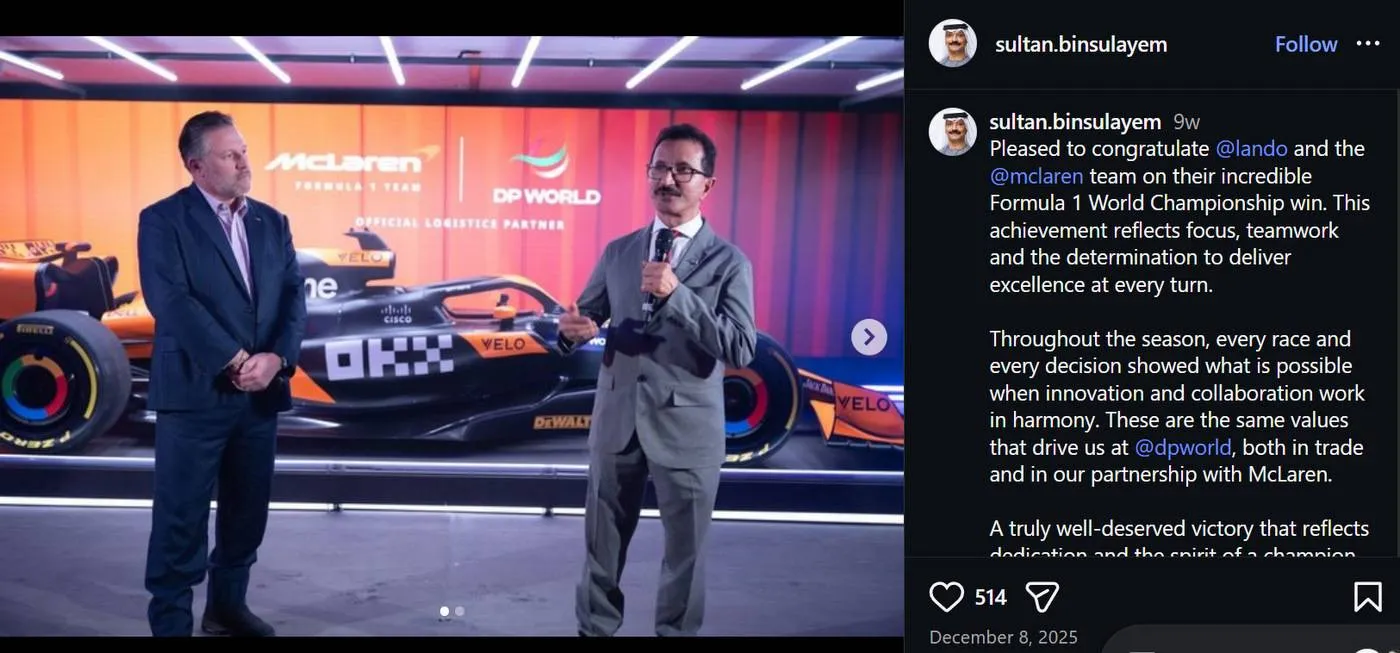 Formula 1 & The Epstein Files: Not good news for McLaren sponsor DP World