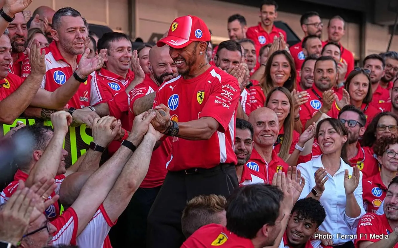 hamilton ferrari f1 winner barcelona celebrate