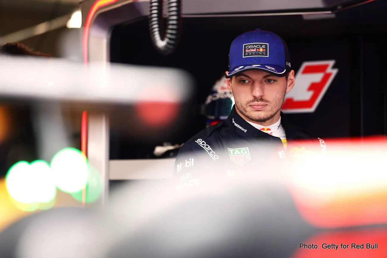 Max Verstappen of the Netherlands and Oracle Red Bull Racing in the garage