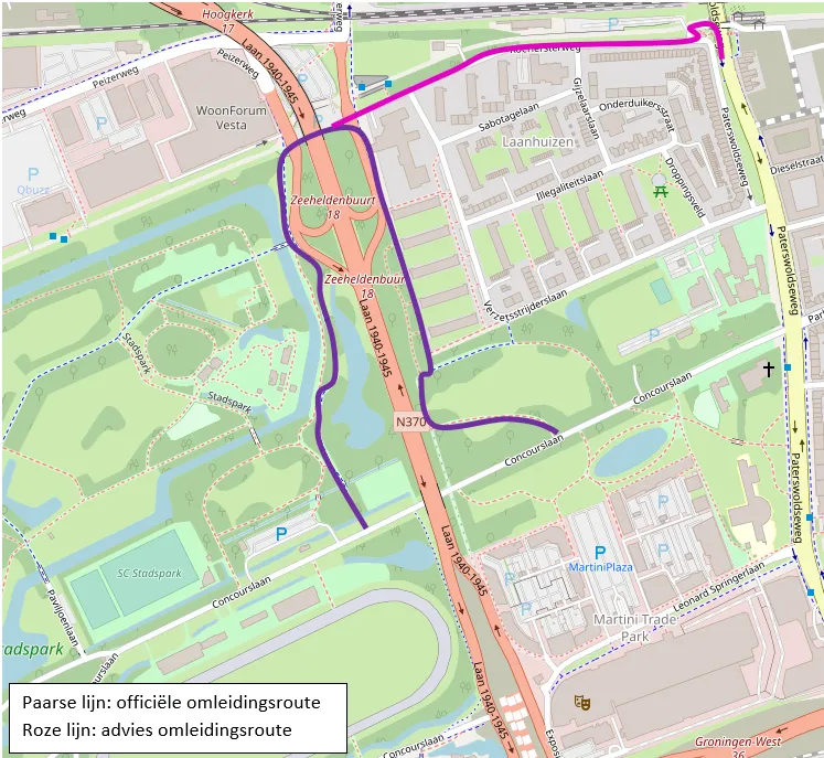 20 03 2023 kaartje omleiding fiets concourslaan aanpak ring zuid