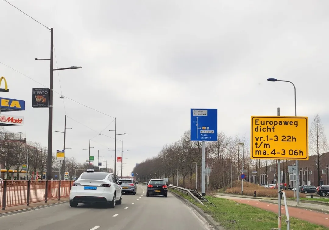 europaweg maart omleiding