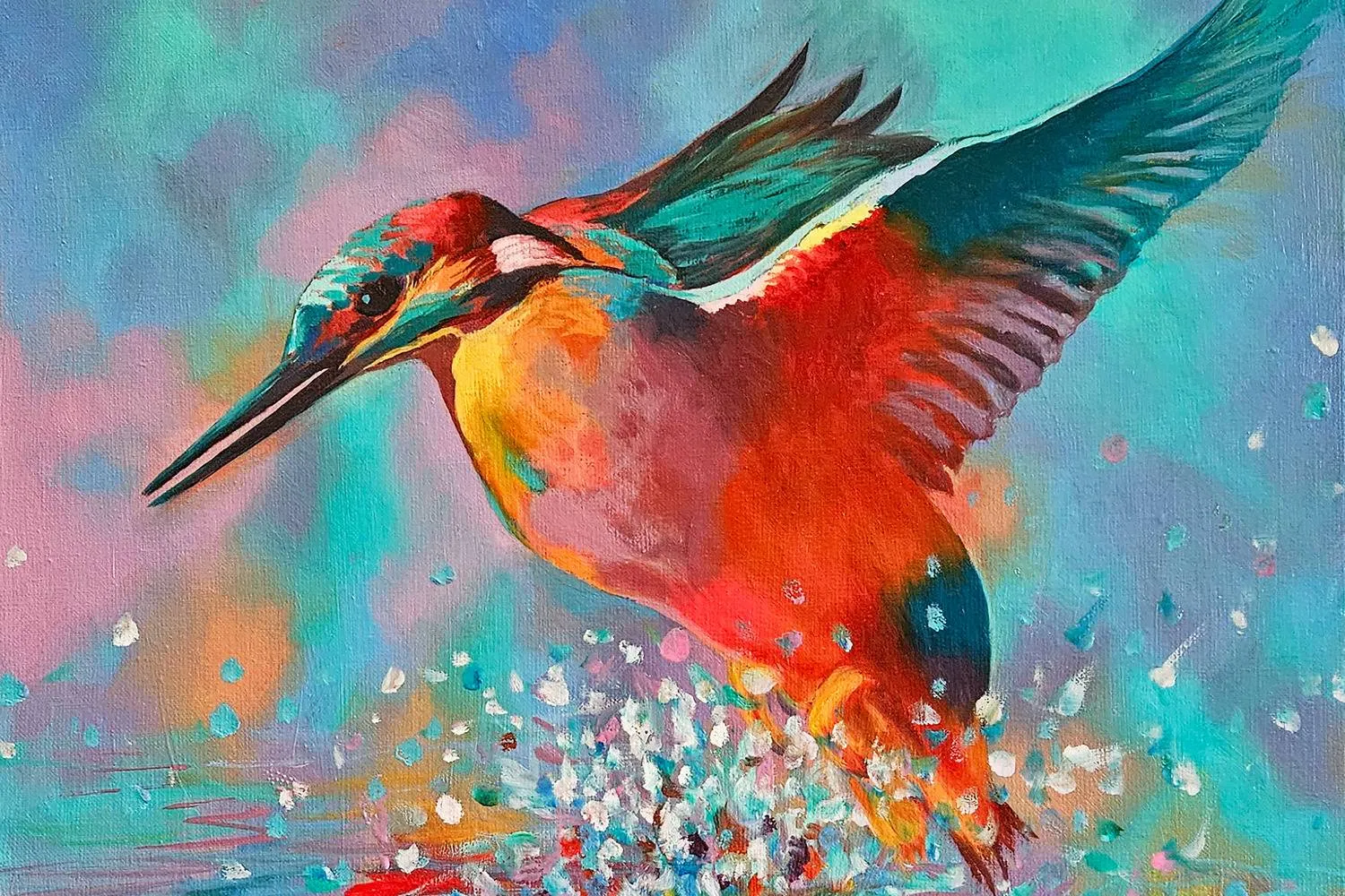 ijsvogel 50x50cm olieverf op linnen 2024 150dpi