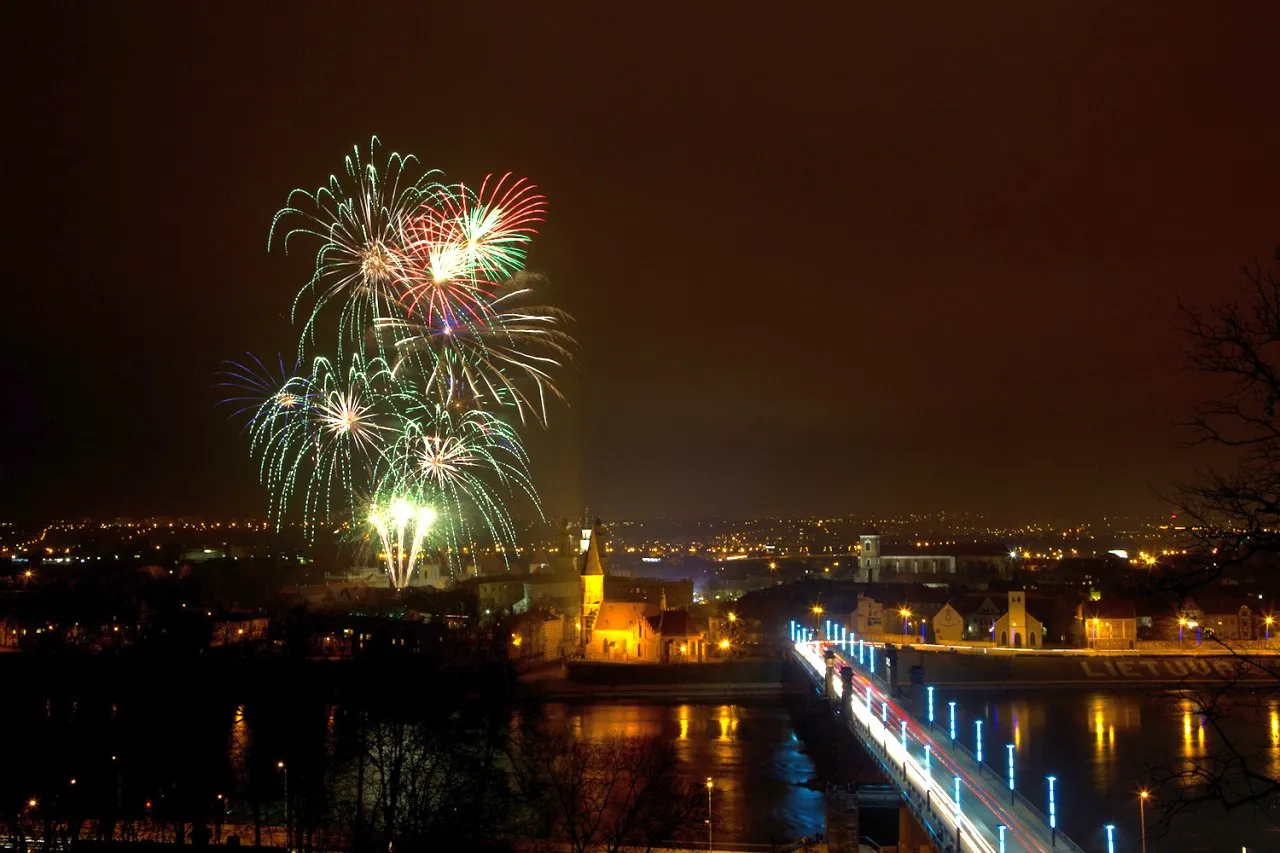 Fejerverkas nuo Aleksoto panoramos