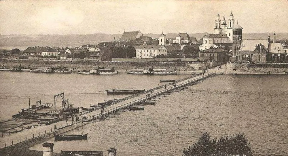 Pontoninis tiltas per Nemuną. Apie 1905-1914 m.