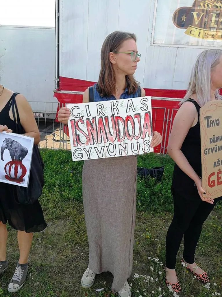 Iniciatyva „Cirkas be gyvūnų" piketavo prie cirko „VIP circus"
