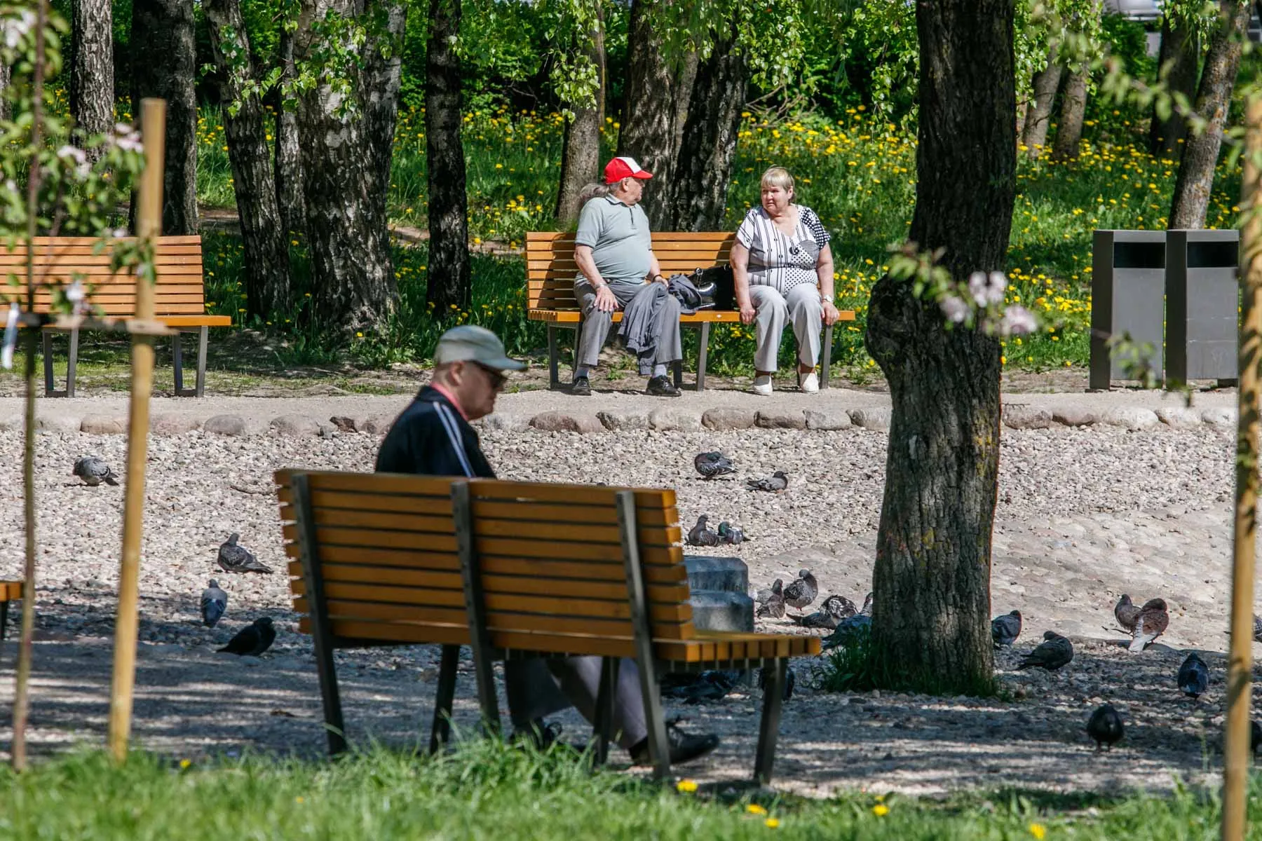 Kalniečių parkas, žmonės, pensininkai