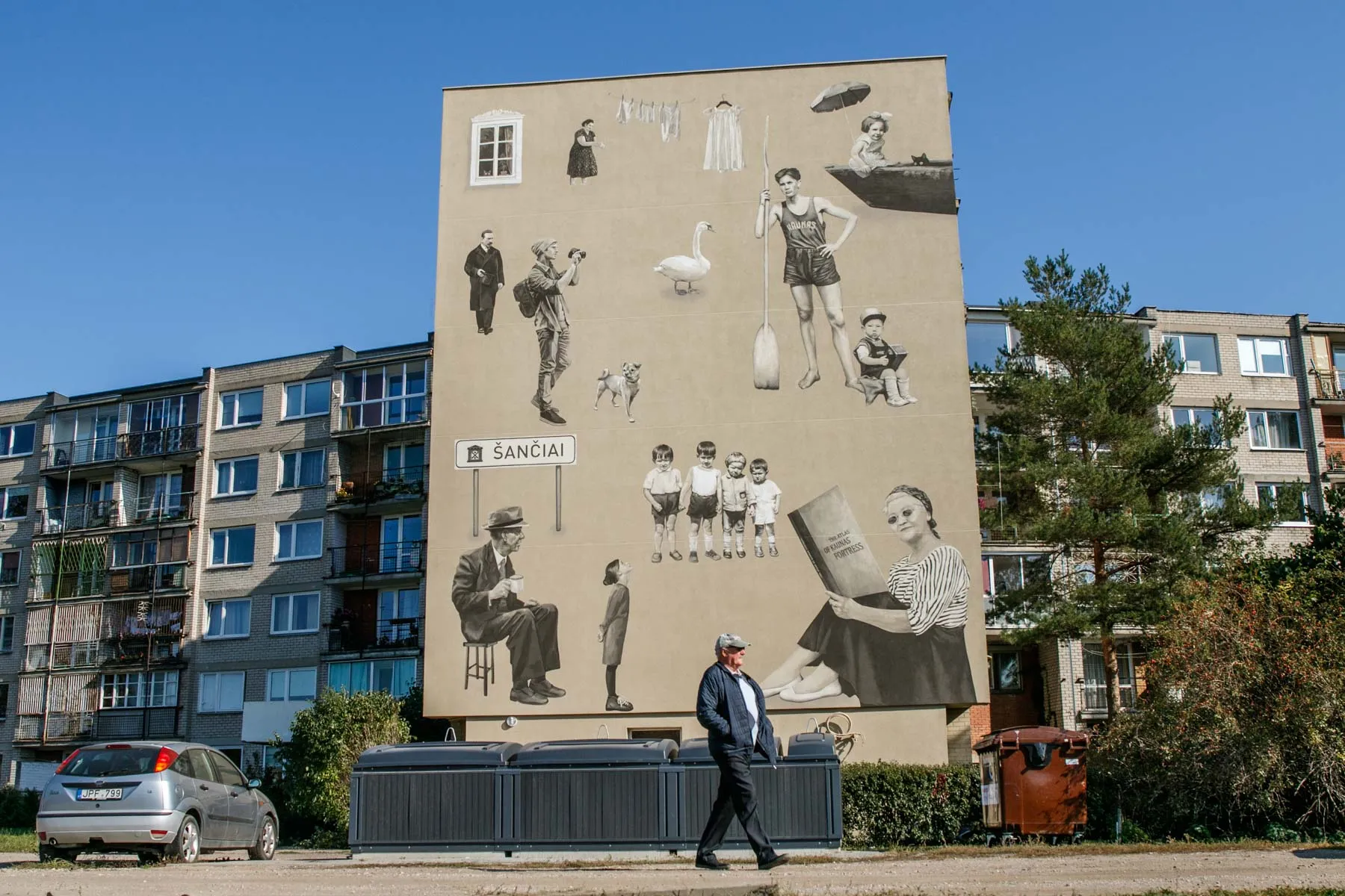 Išpiešta daugiabučio siena Šančiuose