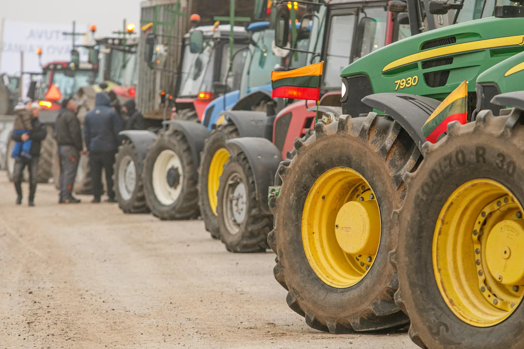 Protestuojantys ūkininkai Kauno rajone