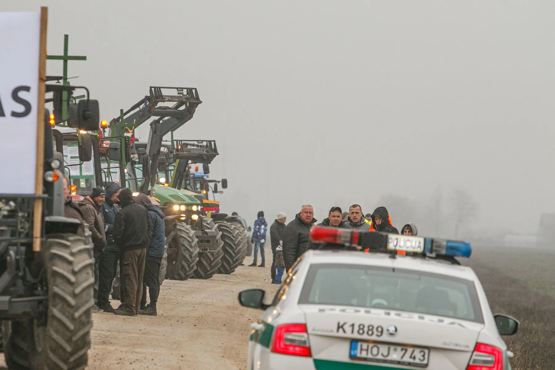 Protestuojantys ūkininkai Kauno rajone